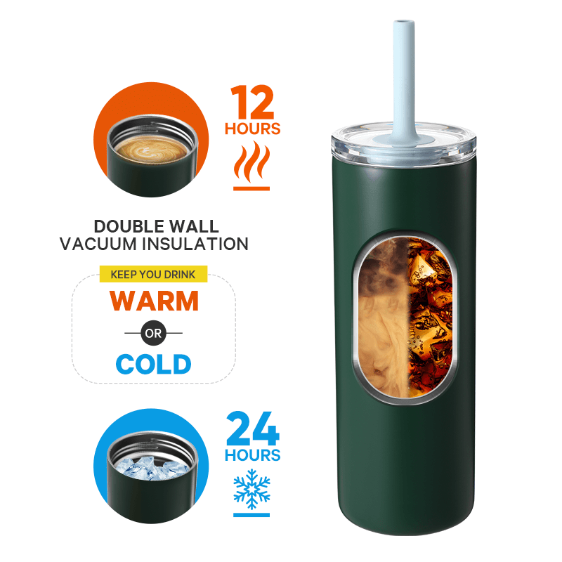 20oz Stainless Steel Tumbler with Straw 01678F - Image 5