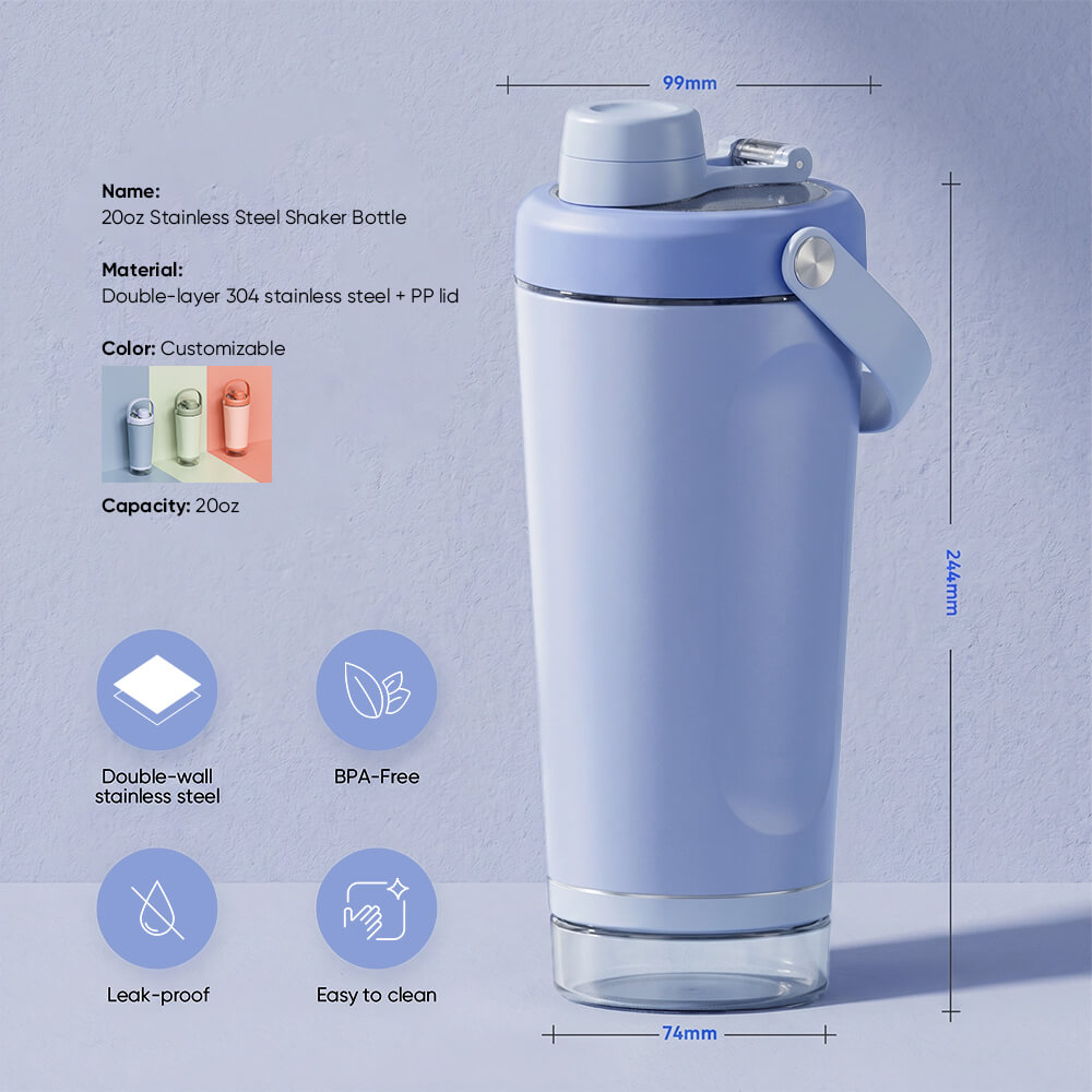 20oz 2-in-1 Fitness Shaker Bottle 01742 - Image 3