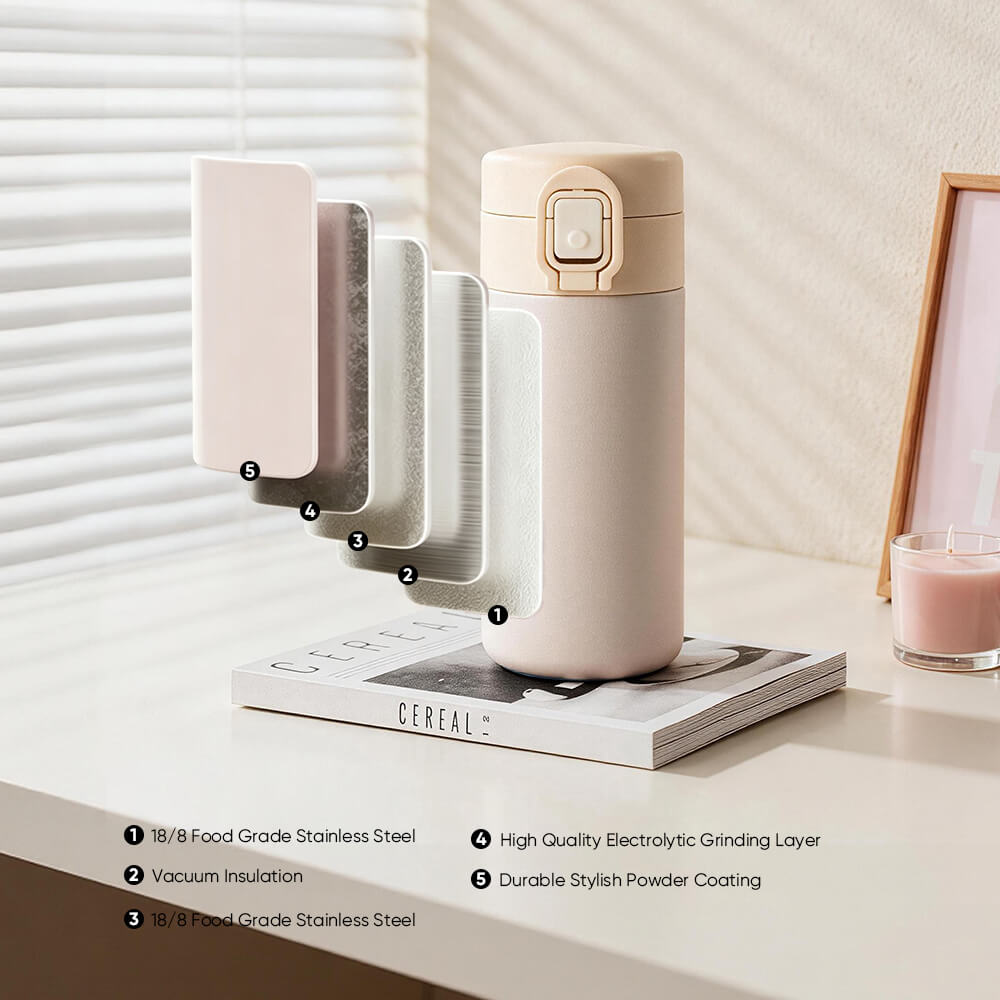 300ml One-Touch Stainless Steel Water Bottle 01727A - Image 5