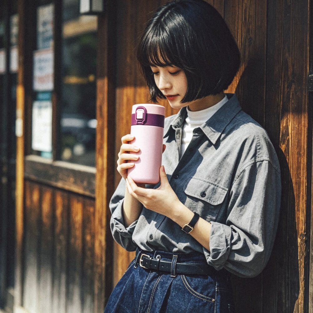 300ml One-Touch Stainless Steel Water Bottle 01727A - Image 2