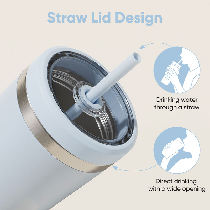 24oz Stainless Steel Travel Mug with Straw 19335A - Image 5