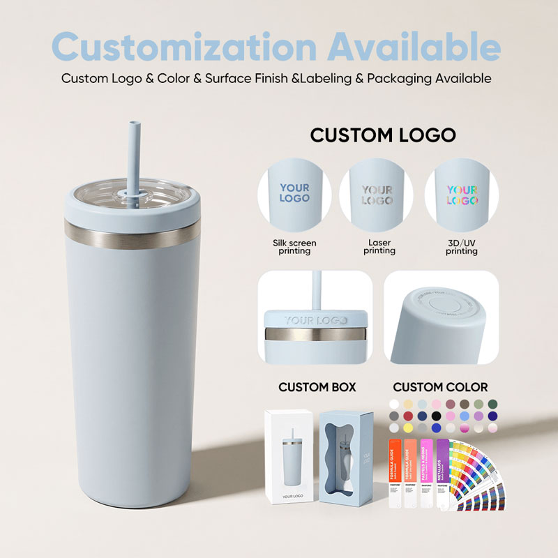 24oz Stainless Steel Travel Mug with Straw 19335A - Image 7