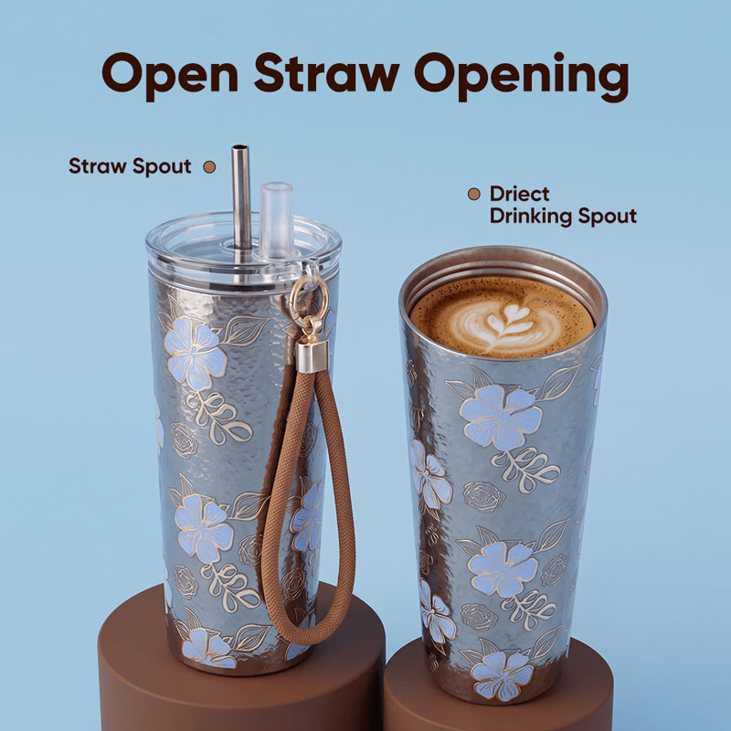 700ml Titanium Tumbler with Straw and Wrist Strap - Image 6