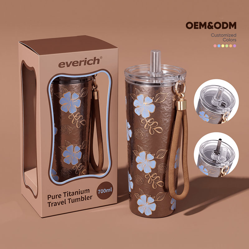 700ml Titanium Tumbler with Straw and Wrist Strap - Image 8