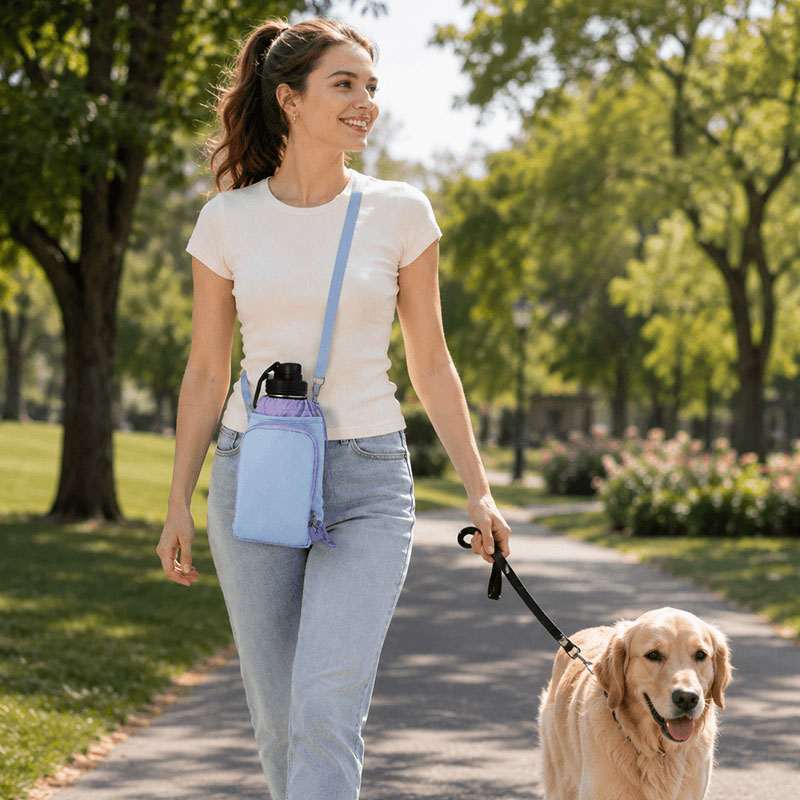 Water Bottle Crossbody Bag with Front Zip Pocket - Image 2