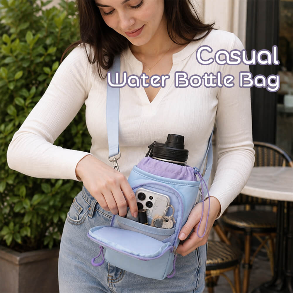 Water Bottle Crossbody Bag with Front Zip Pocket - Image 3