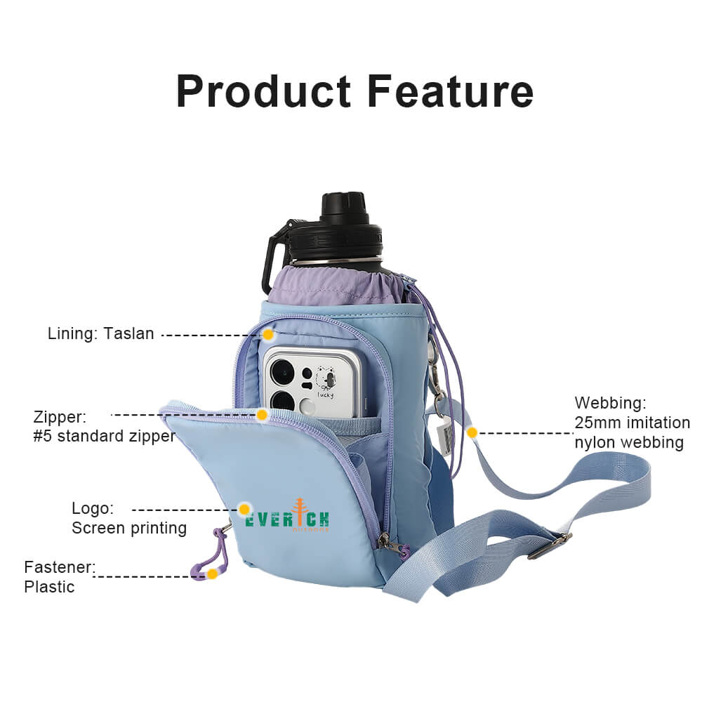 Water Bottle Crossbody Bag with Front Zip Pocket - Image 5