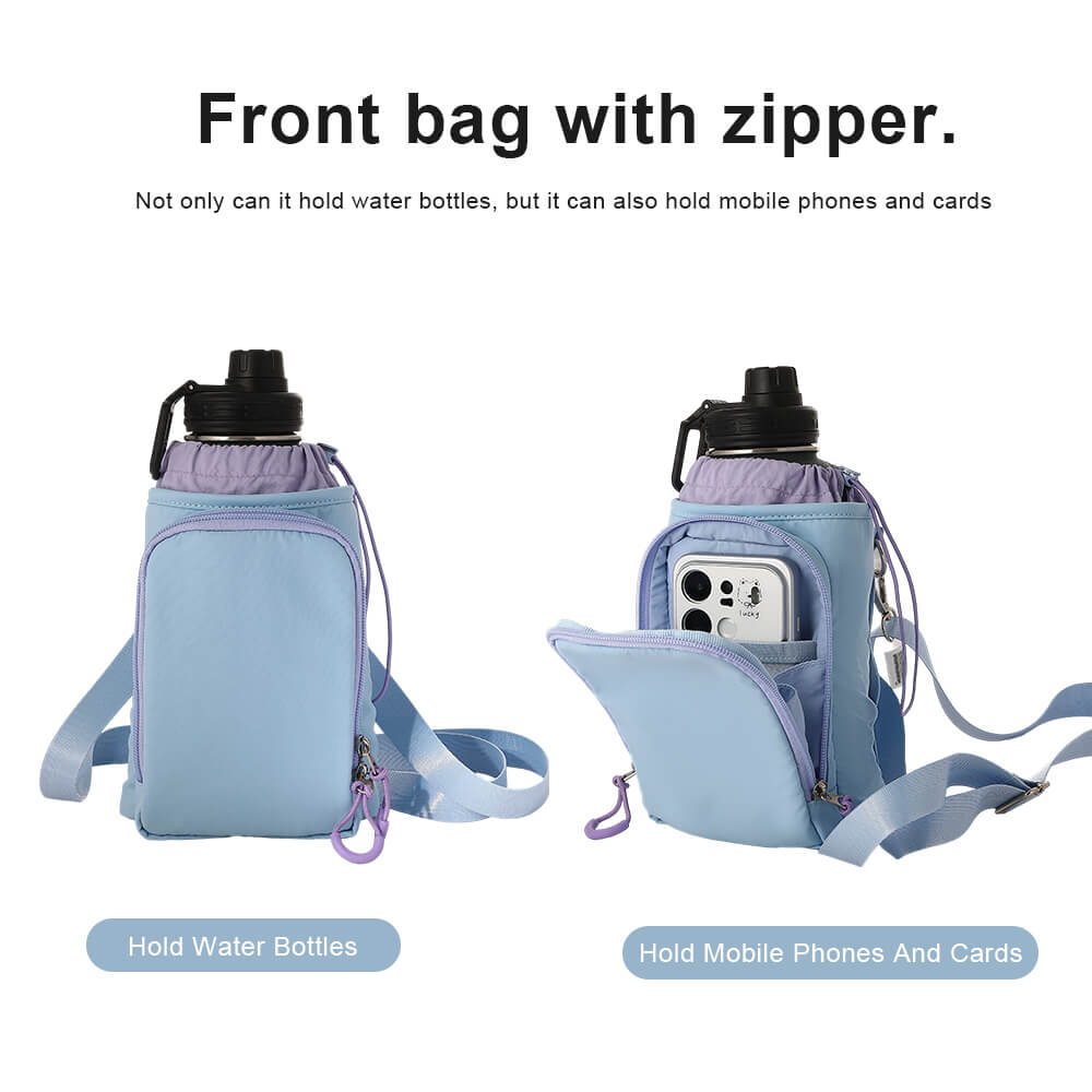Water Bottle Crossbody Bag with Front Zip Pocket - Image 6