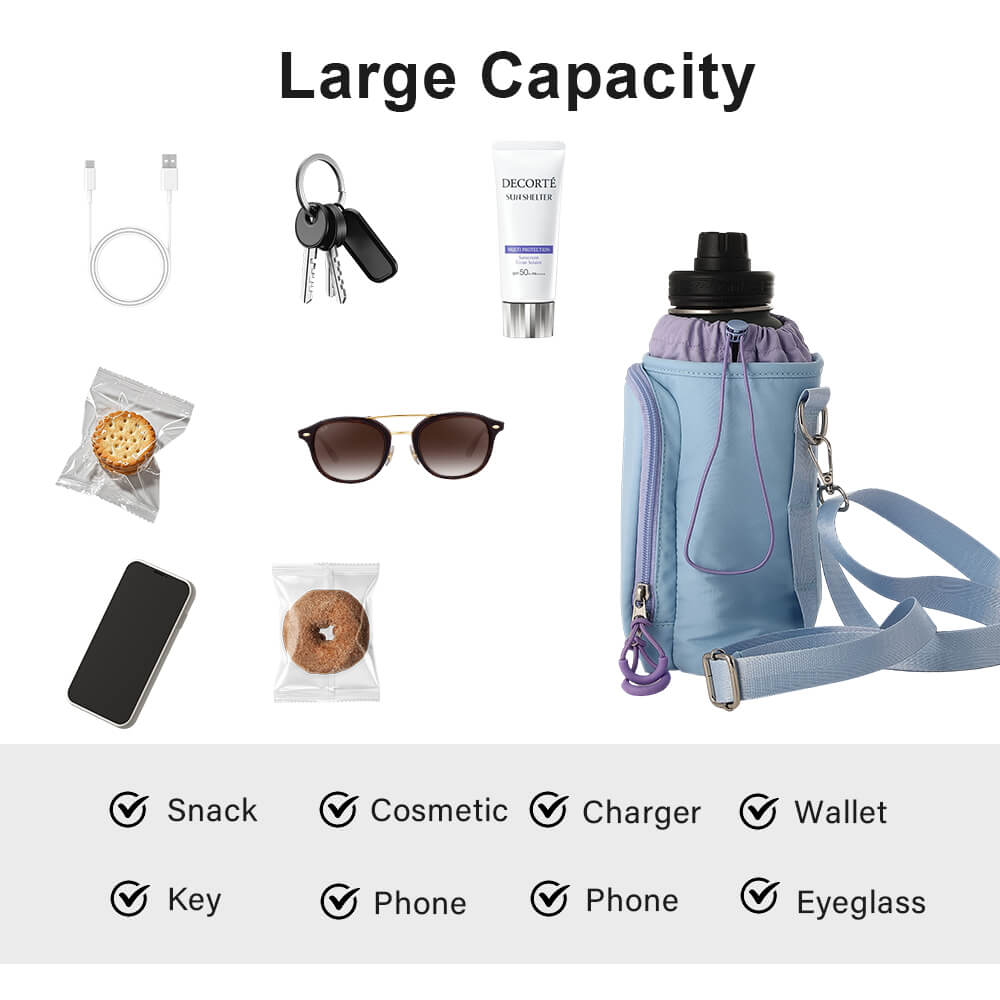 Water Bottle Crossbody Bag with Front Zip Pocket - Image 7